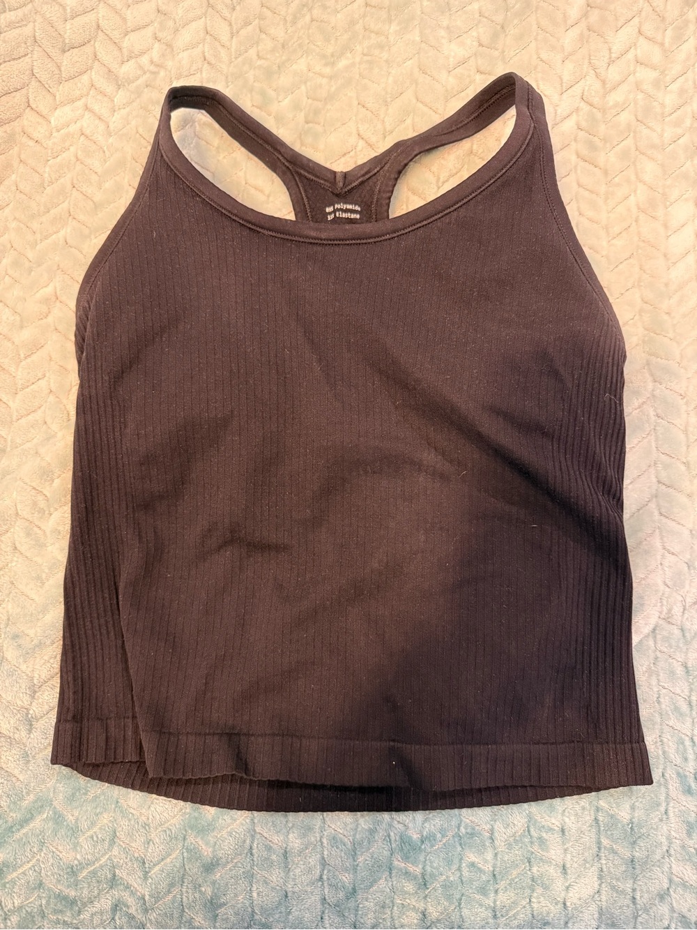 Black Ribbed Racerback Crop Tank
